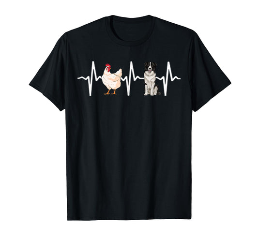 Hen Chicken Border Collie Heartbeat Dog Lover T-Shirt