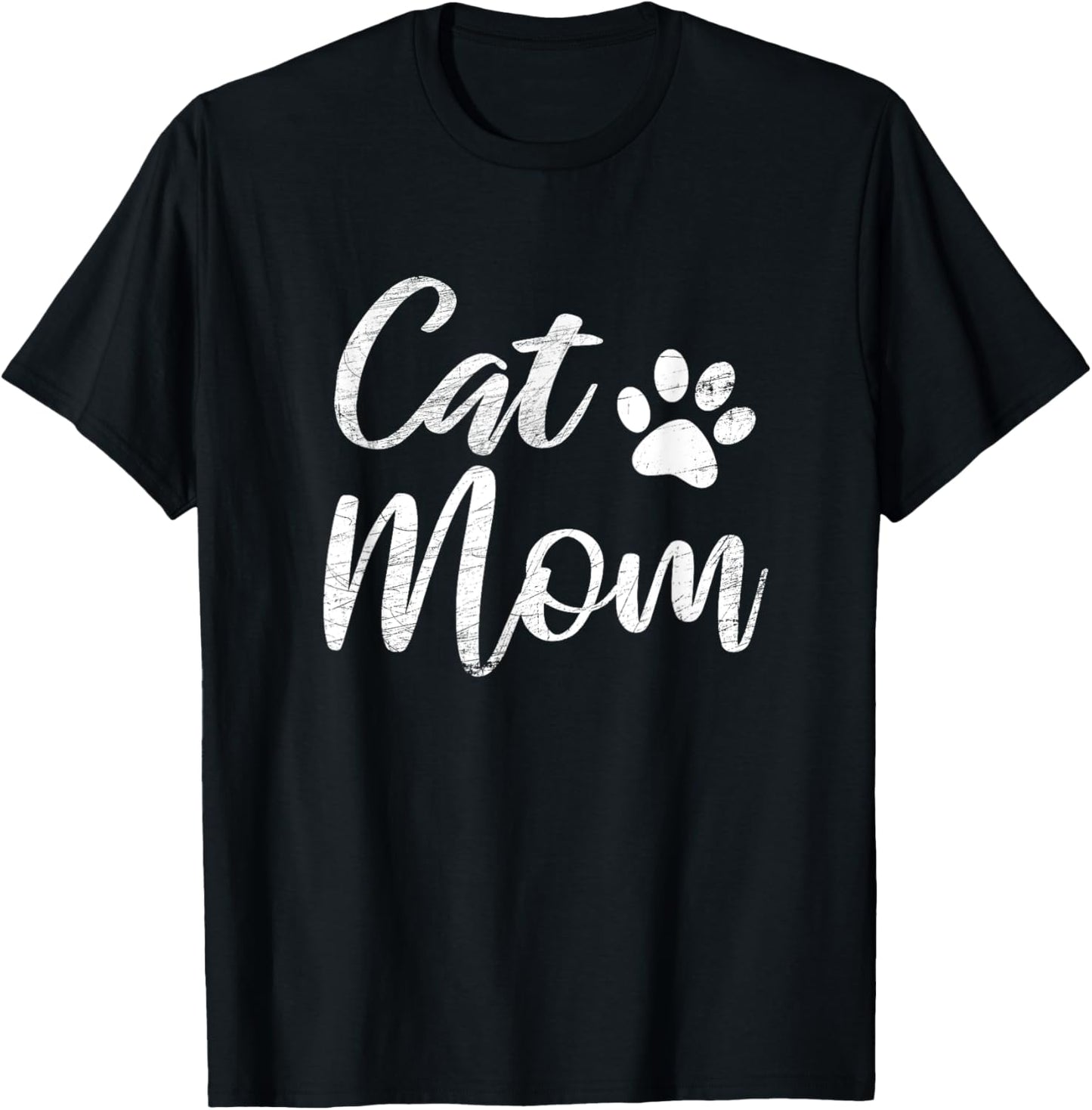 Cat Mom Vintage Distressed Design - Funny Cat Paw - Classic T-Shirt