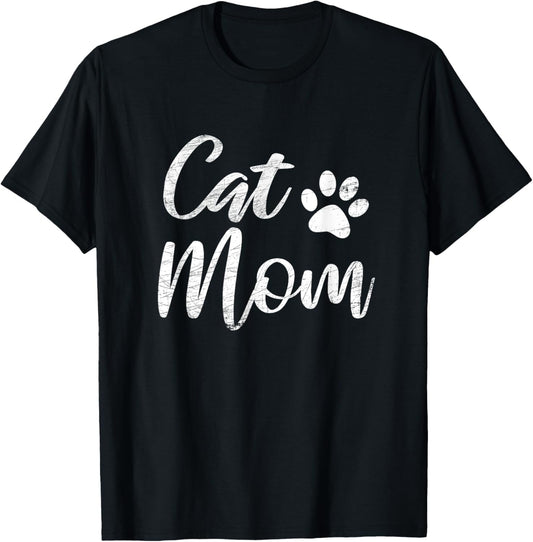 Cat Mom Vintage Distressed Design - Funny Cat Paw - Classic T-Shirt