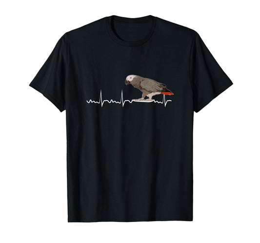 African Grey Parrot Heartbeat Parrot Bird Macaw T-Shirt