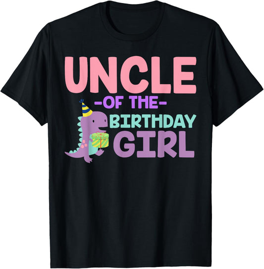 Uncle of The Birthday For Girl Saurus Rex Dinosaur Party T-Shirt