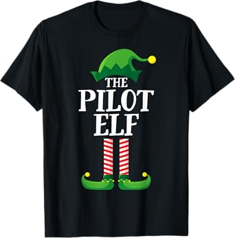 Pilot Elf Matching Family Group Christmas Party Pyjamas T-Shirt