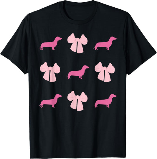 Unisex-Adults T-Shirt Black Small Modern Cartoon Retro Dachshund Wiener Dog Animal Lover T-Shirt