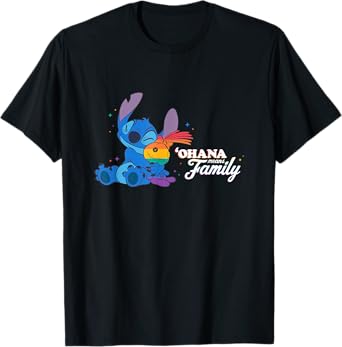 Disney Lilo & Stitch Ohana Means Family Rainbow Scrump T-Shirt