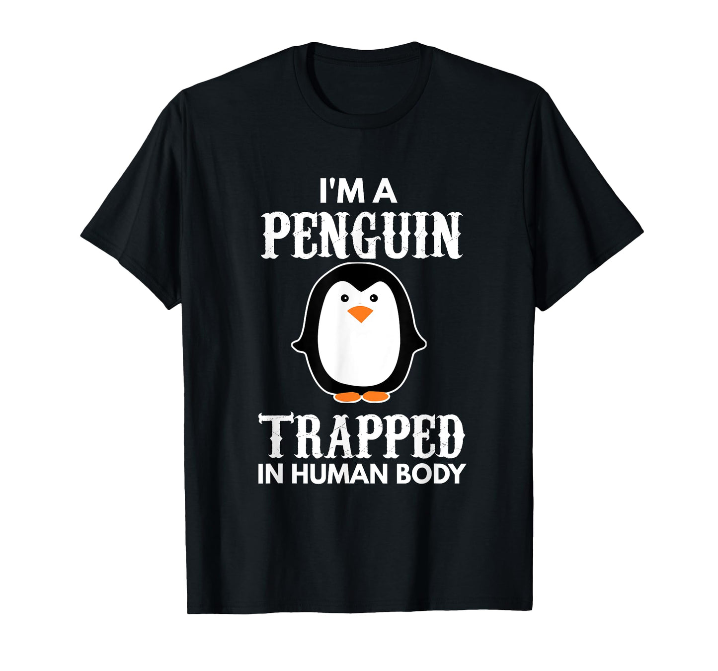 Funny Animal Designs For Kids, Men And Women I'm A Penguin Trapped In Human Body Penguin Bird Kids Unisex Black Cartoon T-Shirt