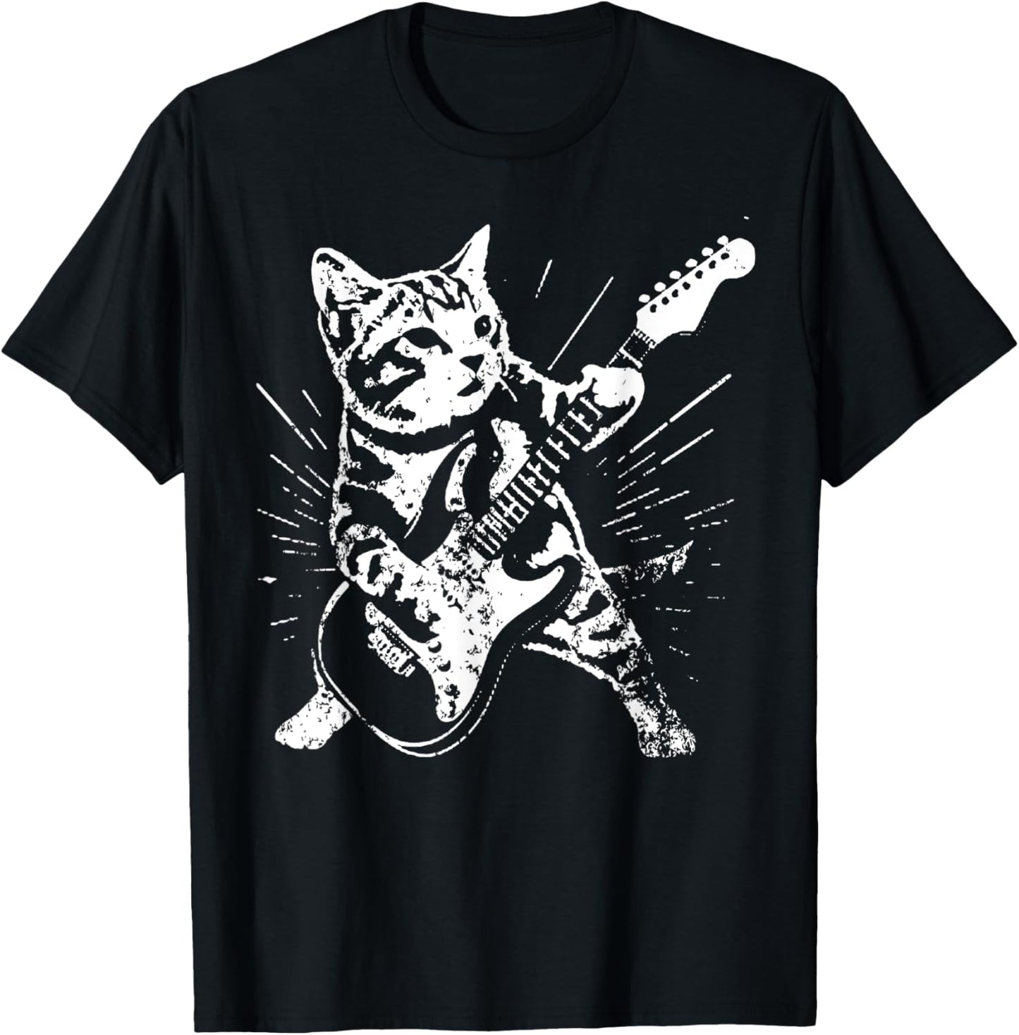 Vintage Cute Cat Playing A Guitar T-Shirt