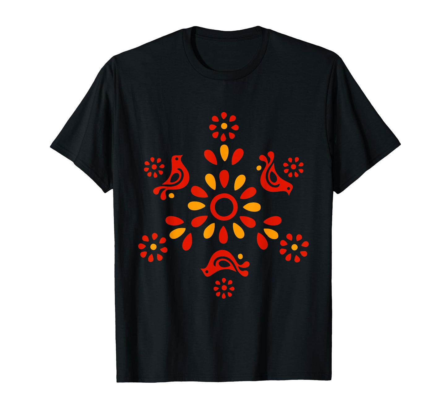 SmokyKitten Vintage Pyrex Pattern - Friendship (Red Birds) Unisex T-Shirt - Black, Small