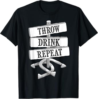Funny Horseshoe Pitching Game Gift | Cute Throwers Men Women T-Shirt