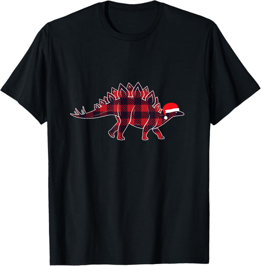 Stegosaurus Santa Hat Christmas Dinosaur Lover T-Shirt