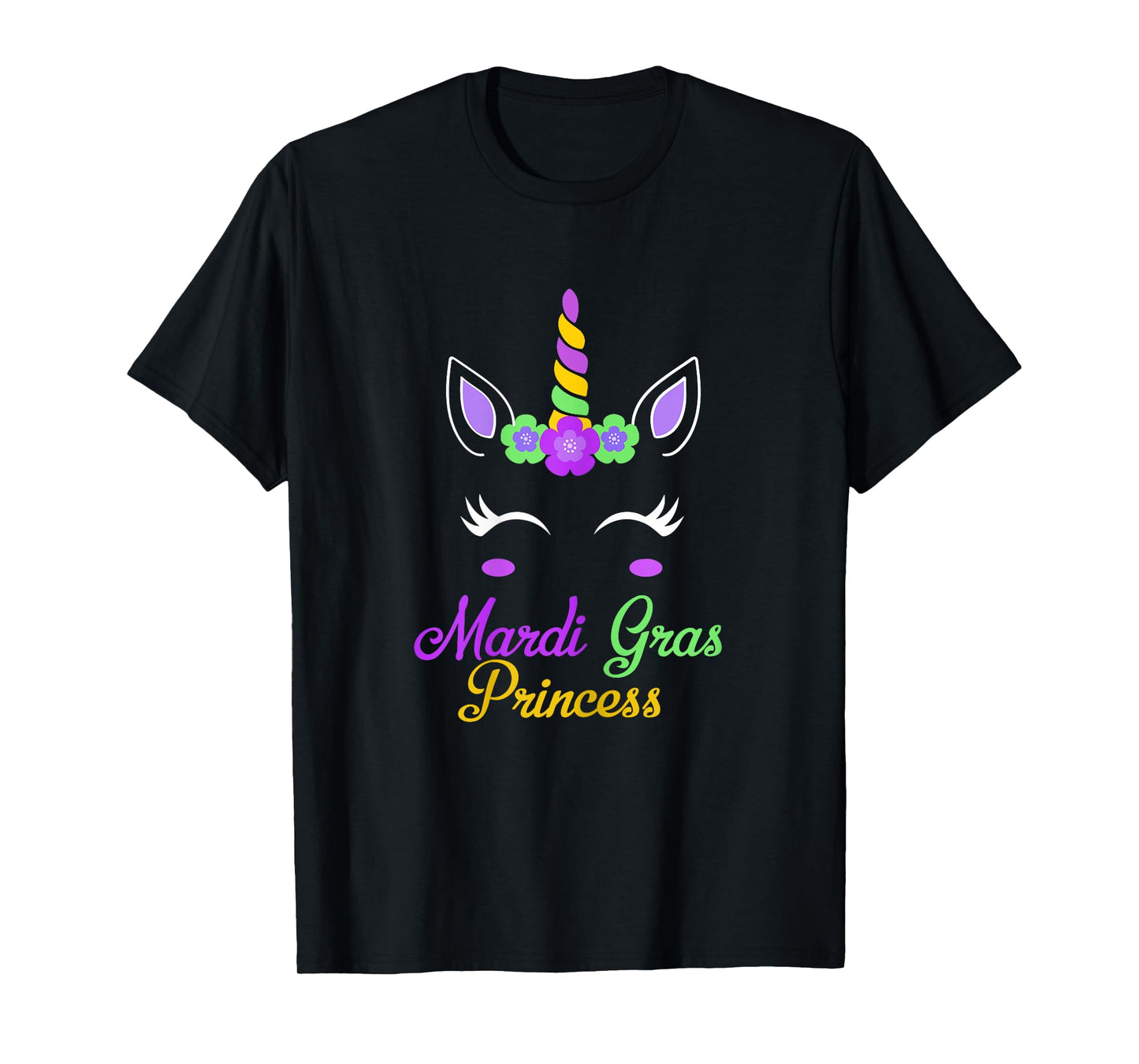 Little Miss Mardi Gras Princess Unicorn Girls Kids toddlers T-Shirt