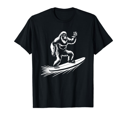 Surfing Bigfoot - Funny Hawaiian Sasquatch Surfer T-Shirt