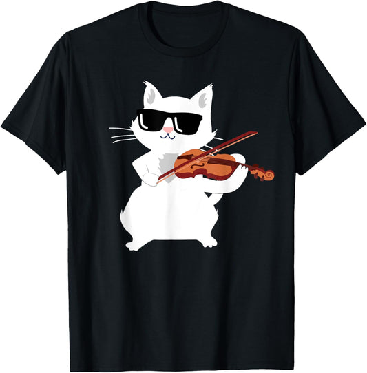 Cat Playing Violin Fiddle T-Shirt
