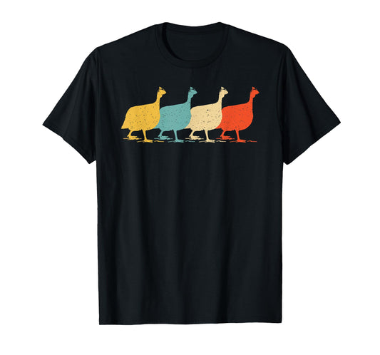 Guinea Fowl Vintage Retro Pearl hen Bird Lover 60s 70s Gift T-Shirt