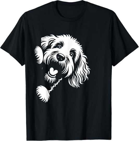 Funny Labradoodle Dog Peeking Graphic Design T-Shirt