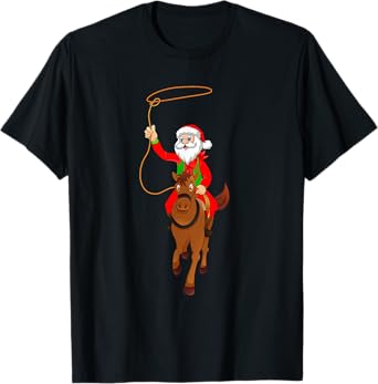 Cowboy Santa Claus Riding A Horse Christmas Cowboy Kids Boys T-Shirt