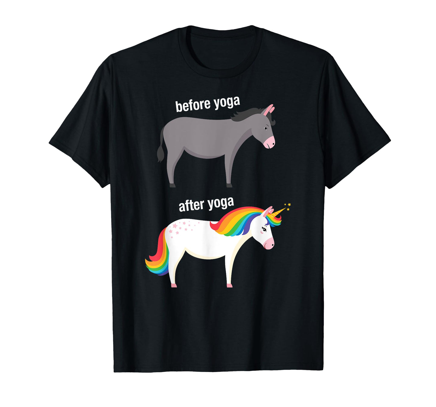 Before and After Yoga Funny Unicorn illustration Design T-Shirt