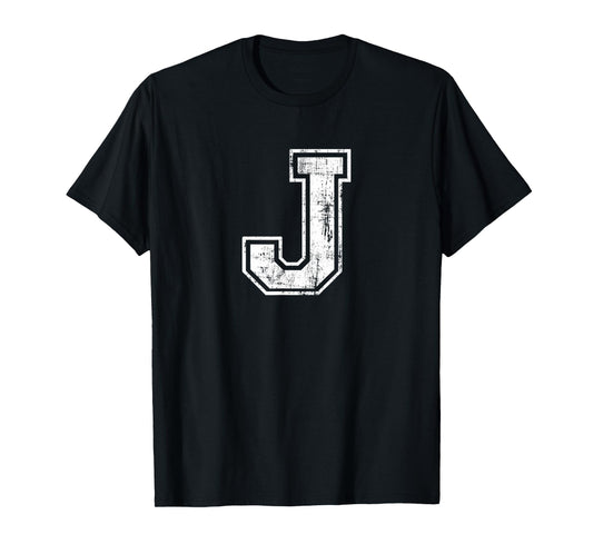 Letter J Uppercase Alphabet Initial School College Varsity T-Shirt