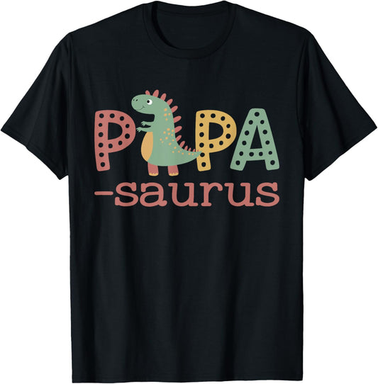 Papasaurus T Rex Dinosaur Papa Saurus Family Matching Retro T-Shirt