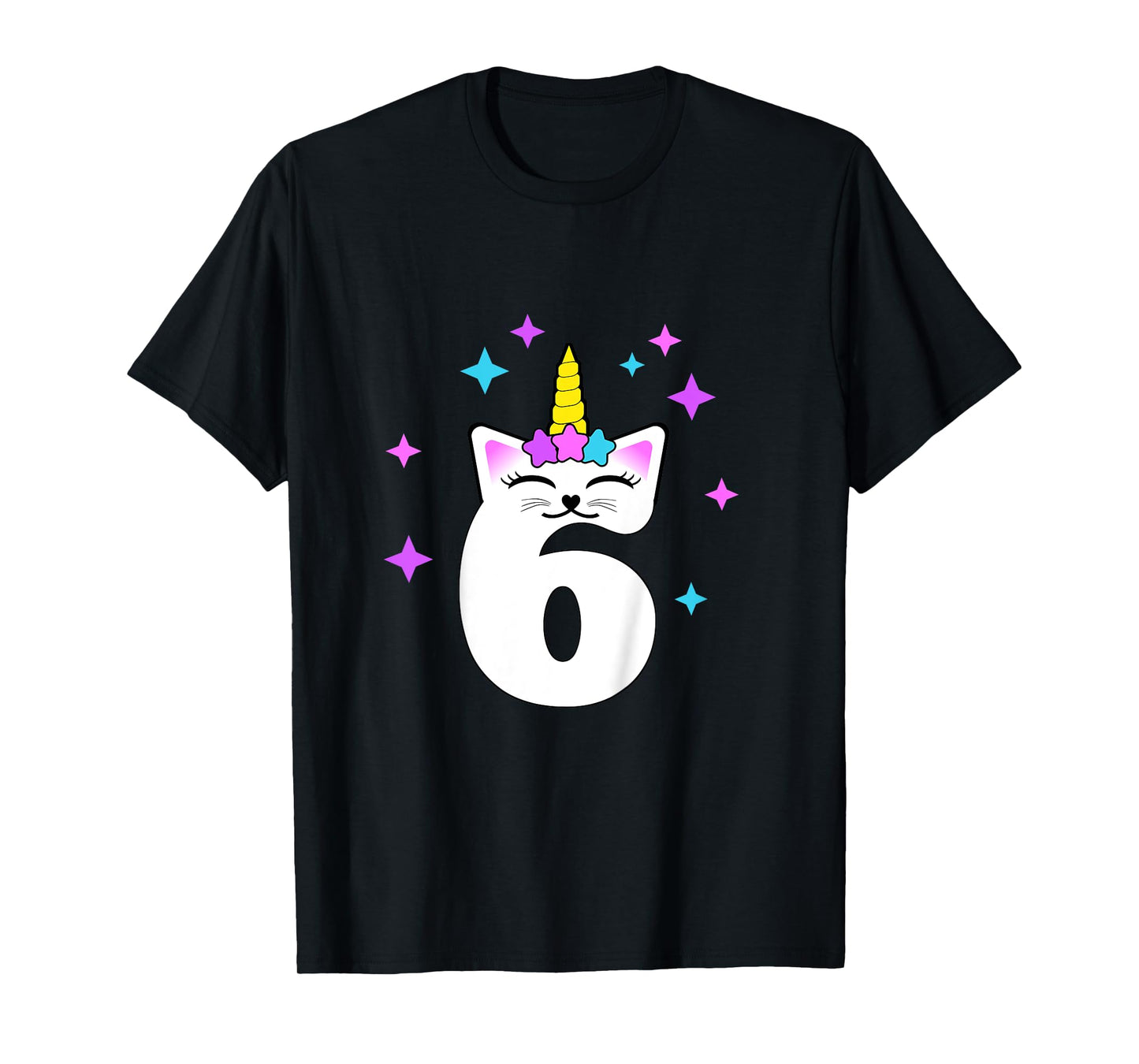6 Year Old Cat Unicorn Caticorn 6th Birthday Party Girls T-Shirt