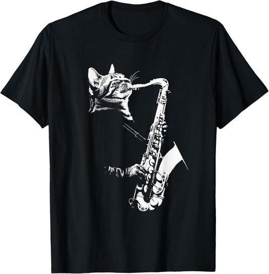 Funny Cat Saxophone Jazz Musician Sax T-Shirt