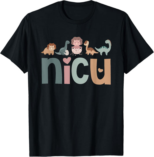 Retro NICU Nurse Baby Dinosaurs Neonatal Intensive Care Unit T-Shirt