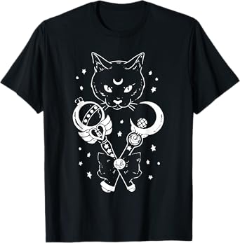 Sailor Meow Cute Moon Cat Space Magic Gothic Halloween Men Women T-Shirt