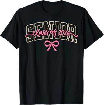 Class of 2026 Pink Coquette Bow Cap Senior 2026 Graduation T-Shirt