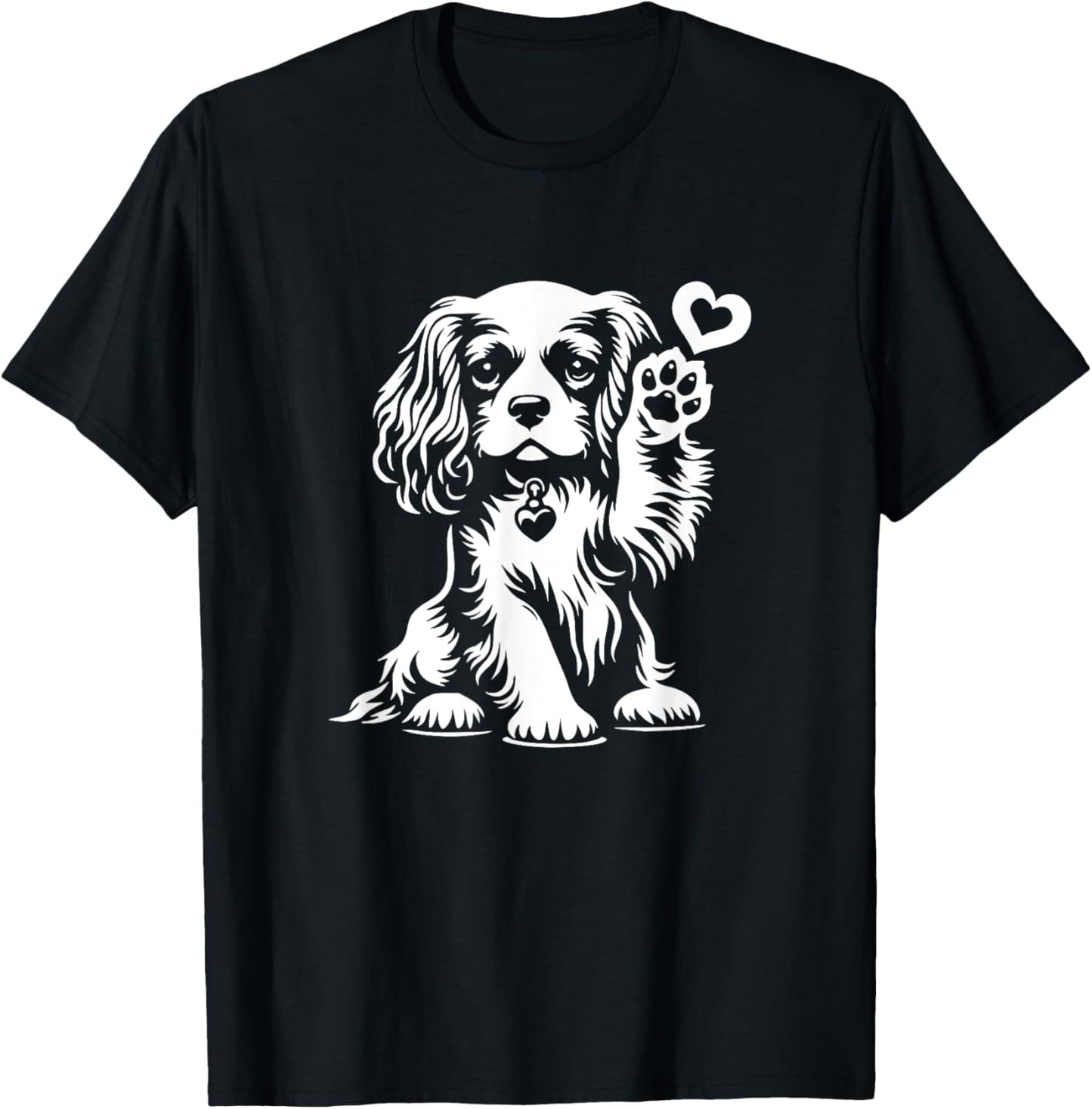 Cavalier King Charles Spaniel With Paw Dog Graphic Design T-Shirt