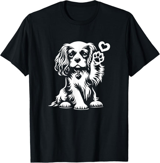 Cavalier King Charles Spaniel With Paw Dog Graphic Design T-Shirt