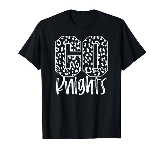 Knights Team Mascot School Spirit Game Night Leopard Print T-Shirt