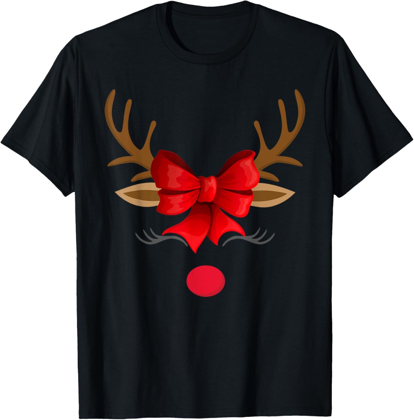 Christmas Holiday Party Santa Claus Rudolph The Red Nose Reindeer T-Shirt, Unisex Adult, Black, Small, Short Sleeve, Classic Fit, Imported