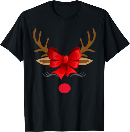 Christmas Holiday Party Santa Claus Rudolph The Red Nose Reindeer T-Shirt, Unisex Adult, Black, Small, Short Sleeve, Classic Fit, Imported