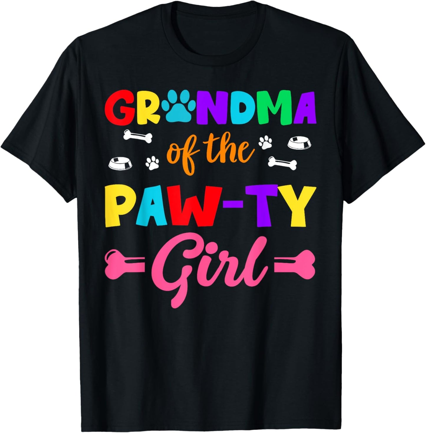 Grandma Of The Paw-ty Girl Dog Family Matching Party T-Shirt