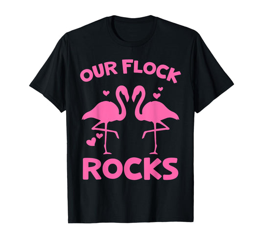 Our Flock Rocks Flamingo Matching Family Vacation Group T-Shirt