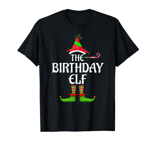 Birthday Elf Matching Family Group Christmas Party T-Shirt
