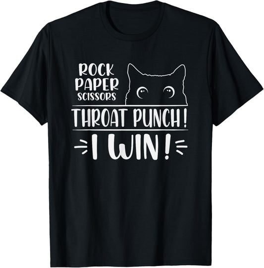 Rock paper scissors Throat Punch Cat Lover cat mom cat dad T-Shirt