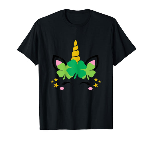 Unicorn Face St Patrick's Day Kids Girls Women T-Shirt
