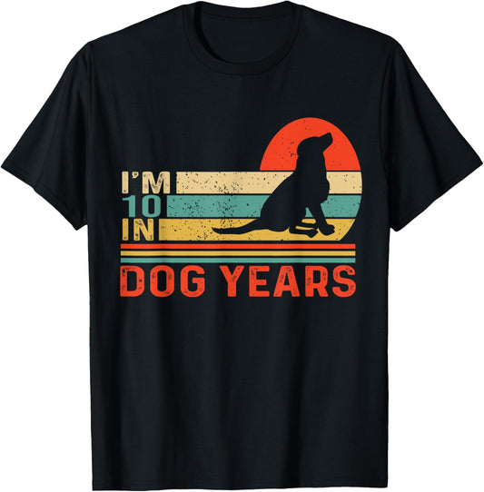 I'm 10 In Dog Years Vintage 70th Birthday Funny 70 Years Old T-Shirt