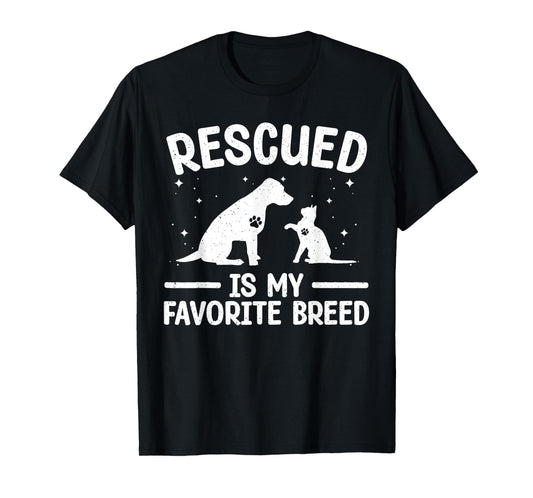 Animal Rescue Art For Men Women Dog Cat Pet Rescuer Lover T-Shirt