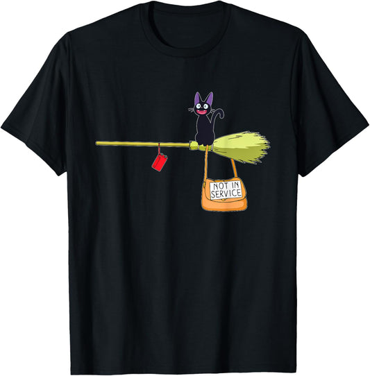 Black Cat And Broomsticks Kawaii Anime Neko Japanese T-Shirt