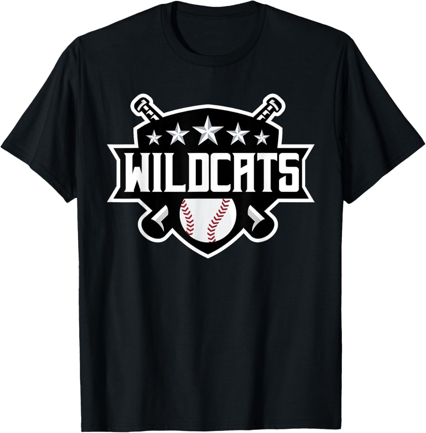 Wildcats Baseball Sports Game Day Spirit Print Stars Mom Dad T-Shirt
