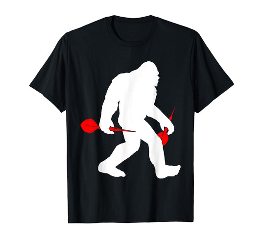 Bigfoot Darts Player Dart Lover Yeti Sasquatch Playing Darts T-Shirt
