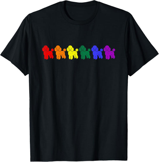 Poodle Dog LGBTQ Rainbow Flag Gay Pride Month Animal Lover T-Shirt