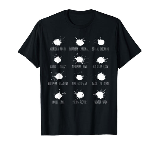 Bird Poop Chart Funny Birding Birdwatching Birdwatcher T-Shirt