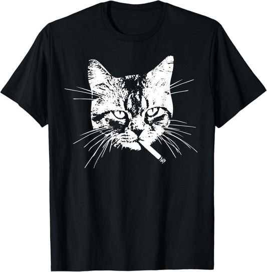 Cat With Cigarette Punk Goth Kitty Lover T-Shirt