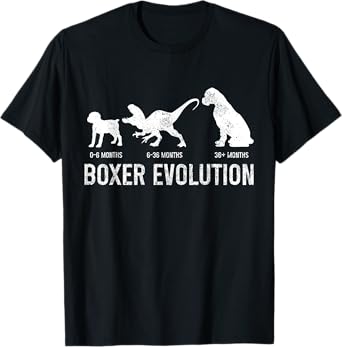 Boxer Dog Evolution Funny Dog Lover Puppy Boxer Mom Dad T-Shirt for Men Women Kids