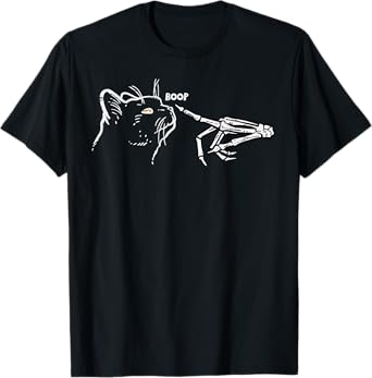 Black Cat Skeleton Hand Boop Halloween Pet Women Girls Kids T-Shirt