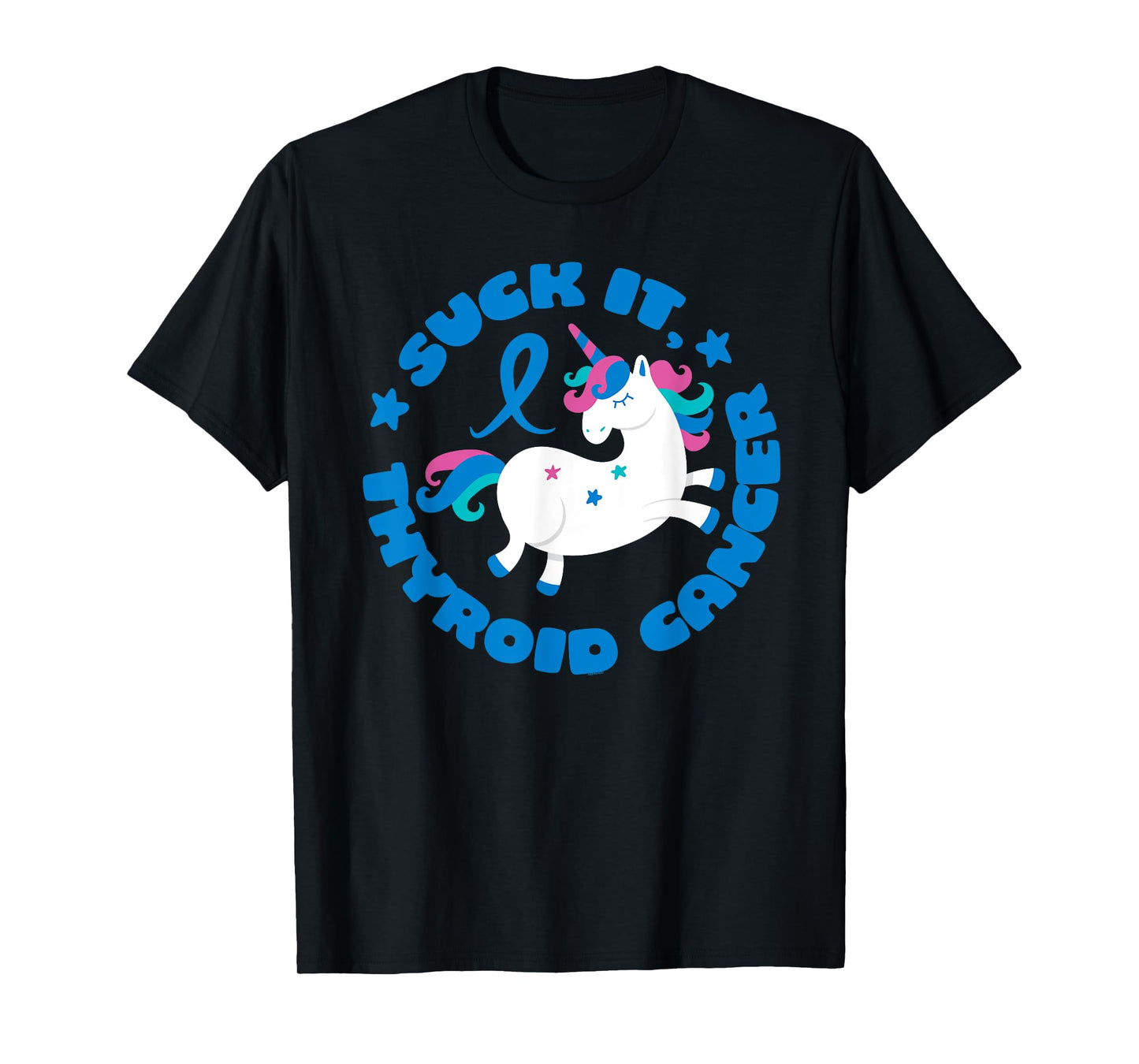 Unicorn Suck It Thyroid Cancer Fighter Survivor Awareness T-Shirt