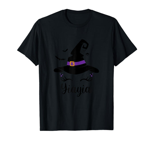 Unicorn Design With Halloween Witch Hat Yiayia Halloween T-Shirt