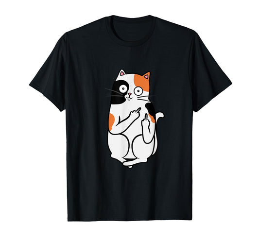 Cat Middle Finger Calico Flippin' Bird Tee T shirt T-Shirt